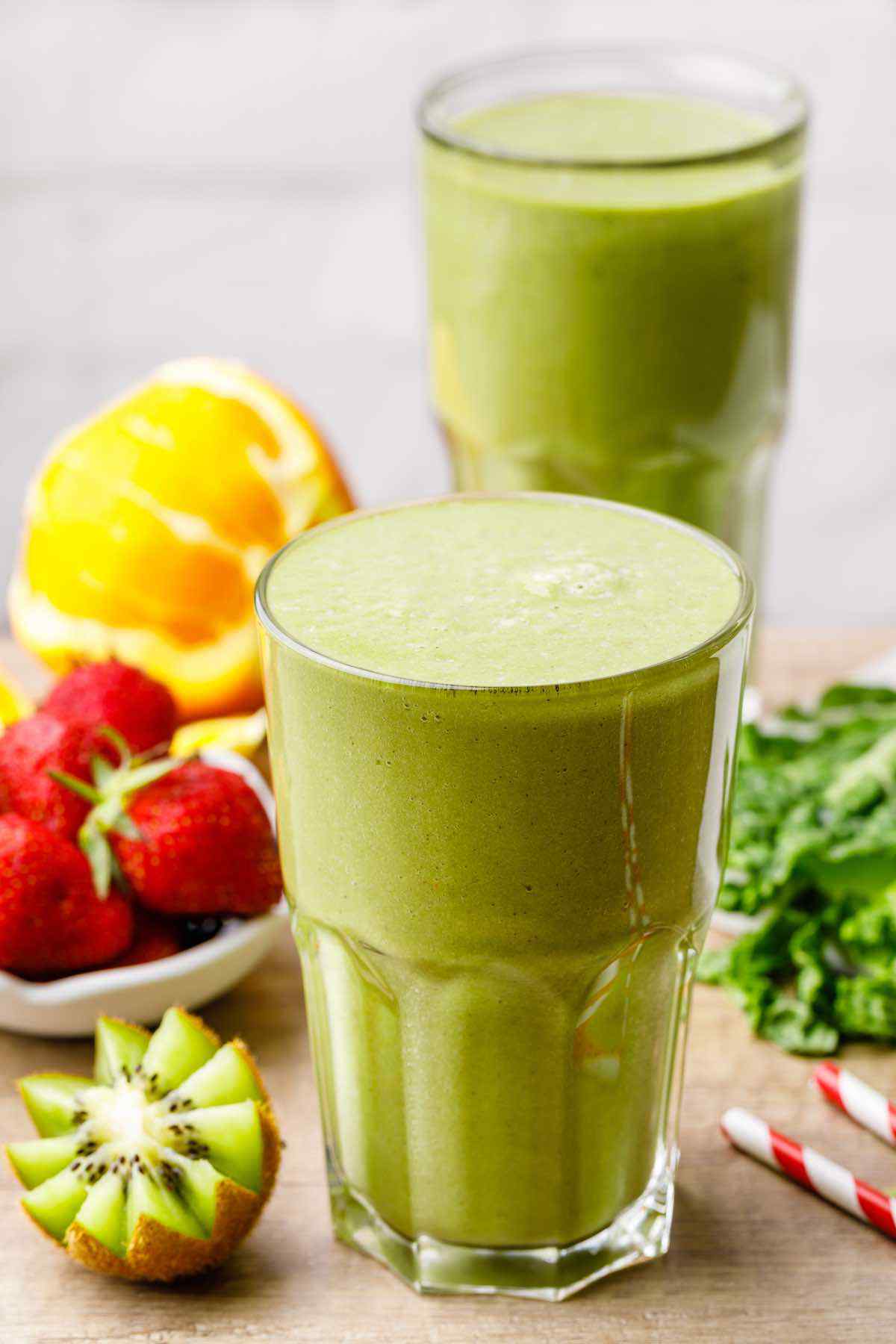 Kale Strawberry Sunrise Paleo Smoothie for Glowing Skin - Blender Balance